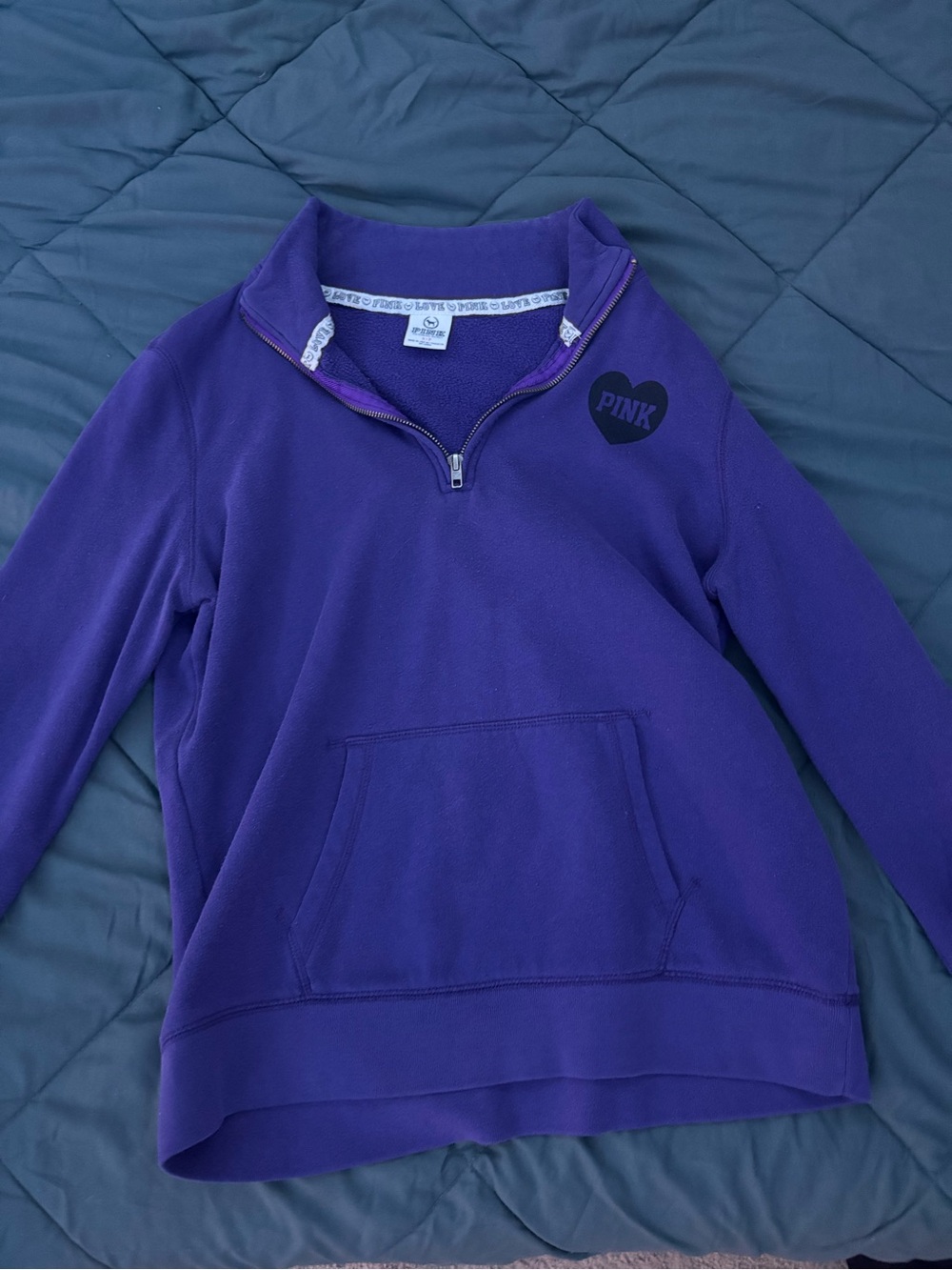 PINK Victoria's Secret Deep Purple Quarter-Zip Pullover Hoodie